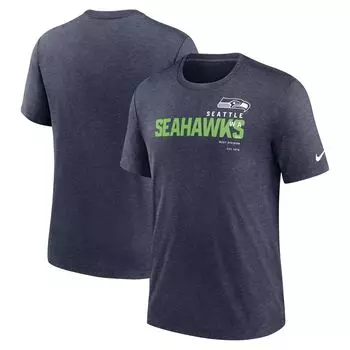 Мужская футболка Heather Navy Seattle Seahawks Team Tri-Blend Nike