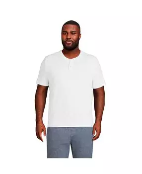Мужская футболка Henley Big and Tall с короткими рукавами Super-T Lands' End
