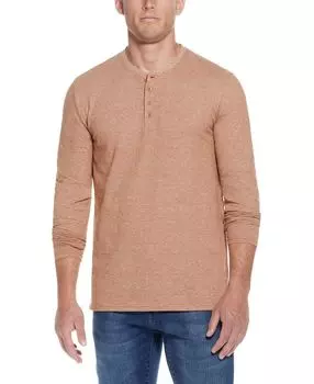Мужская футболка Henley с длинными рукавами в микрополоску Weatherproof Vintage
