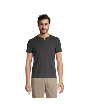Мужская футболка Henley с короткими рукавами и высоким воротником Super-T Lands' End