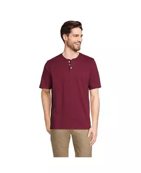 Мужская футболка Henley с короткими рукавами и высоким воротником Super-T Lands' End