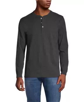 Мужская футболка-хенли с длинным рукавом Super-T Lands' End, черный