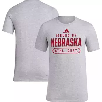 Мужская футболка Hether Grey Nebraska Huskers Sideline AEROREADY Pregame adidas