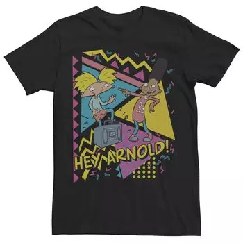 Мужская футболка Hey Arnold с геометрическим рисунком в стиле ретро Licensed Character