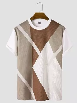 Мужская футболка Homme, футболка с круглым вырезом и короткими рукавами, модная мужская одежда Bf, повседневный летний вязаный топ для мужа Manfinity, мультиколор