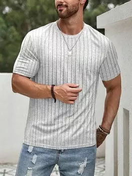 Мужская футболка Homme, однотонная, с круглым вырезом, из ребристой ткани, с короткими рукавами Manfinity, серый