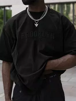 Мужская футболка Homme с короткими рукавами, тисненными буквами и круглым вырезом Manfinity, черный