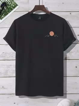 Мужская футболка Homme с круглым вырезом и коротким рукавом, повседневная простая летняя футболка Manfinity, черный