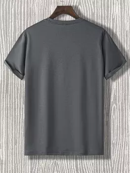Мужская футболка Homme с круглым вырезом и коротким рукавом, повседневная летняя футболка из полиэстера Manfinity, темно-серый