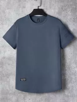 Мужская футболка Homme с нашивкой в виде буквы Manfinity, пастельно-синий