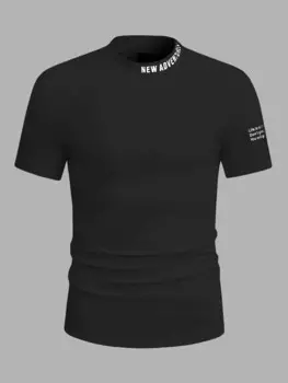 Мужская футболка Homme с принтом и высоким воротником Manfinity, черный