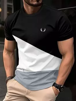 Мужская футболка Homme, три цвета, прошитый рисунок ткани, короткие рукава Manfinity, мультиколор