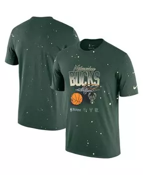 Мужская футболка hunter green milwaukee bucks courtside splatter Nike, темно-зеленый