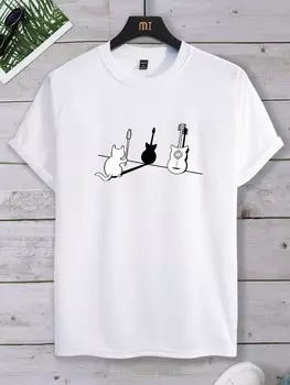 Мужская футболка Hypemode с круглым вырезом и короткими рукавами, повседневная забавная летняя футболка с рисунком животных Manfinity, белый