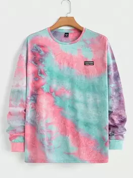Мужская футболка Hypemode с надписью Tie Dye и украшением с длинными рукавами Manfinity, розовый