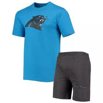 Мужская футболка и шорты для сна Concepts Sport Charcoal/Blue Carolina Panthers Meter