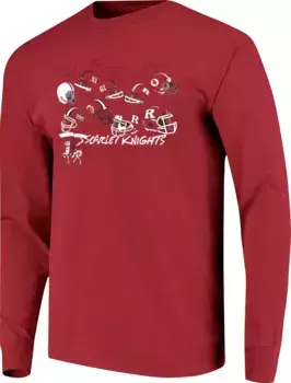 Мужская футболка Image One с длинным рукавом Rutgers Scarlet Knights Scarlet Helmet History