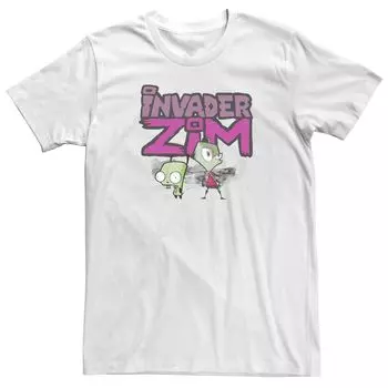 Мужская футболка Invader Zim and Gir с нарисованным логотипом Licensed Character, белый