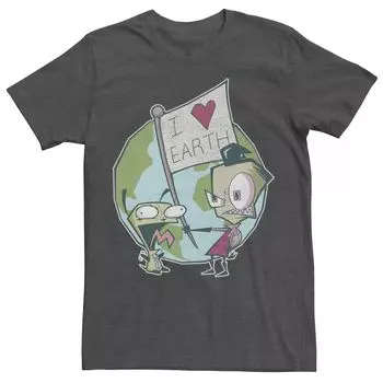 Мужская футболка Invader Zim I Heart Earth с флагом Licensed Character