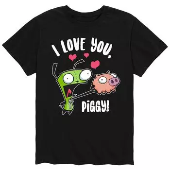 Мужская футболка Invader Zim Valentines Love Piggy Licensed Character