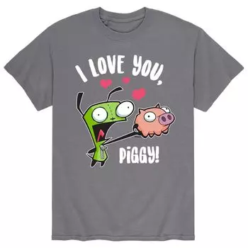 Мужская футболка Invader Zim Valentines Love Piggy Licensed Character