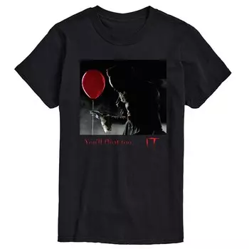 Мужская футболка IT You'll Float Too с графическим рисунком Licensed Character, черный
