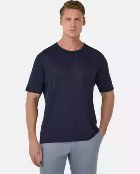 Мужская футболка из эластичного льняного трикотажа Boggi Milano, темно-синий