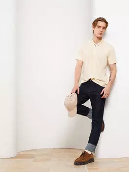 Мужская футболка из чесаного хлопка с коротким рукавом и воротником-поло LCW Vision