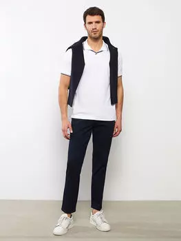 Мужская футболка из чесаного хлопка с коротким рукавом и воротником-поло LCWAIKIKI Classic