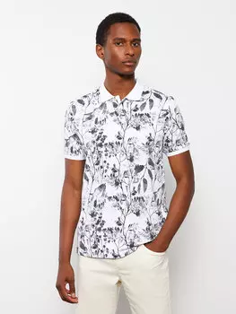 Мужская футболка из чесаного хлопка с короткими рукавами и воротником-поло с рисунком LCW Casual, буксе белый