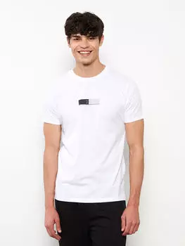 Мужская футболка из чесаного хлопка с круглым вырезом и коротким рукавом с принтом LCW Casual