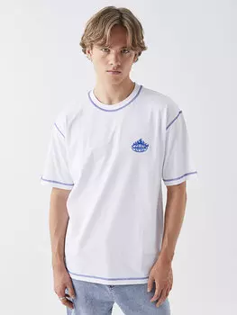 Мужская футболка из чесаного хлопка с круглым вырезом и коротким рукавом с принтом LCW Casual, буксе белый