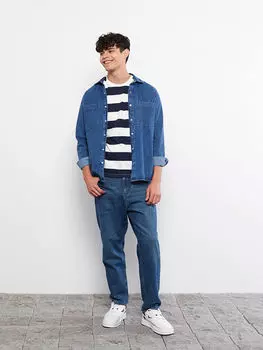 Мужская футболка из чесаного хлопка с круглым вырезом и коротким рукавом с цветными блоками LCW Casual