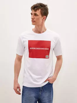 Мужская футболка из чесаного хлопка с круглым вырезом и коротким рукавом с принтом LCW Casual