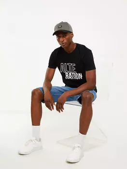 Мужская футболка из чесаного хлопка с круглым вырезом и коротким рукавом с принтом LCW Casual