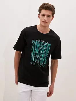 Мужская футболка из чесаного хлопка с круглым вырезом и коротким рукавом с принтом LCW Casual