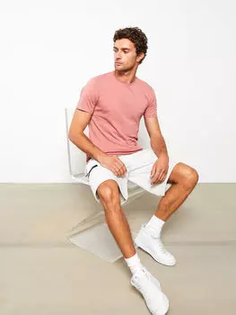 Мужская футболка из чесаного хлопка с круглым вырезом и коротким рукавом с принтом LCW Casual