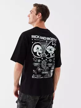 Мужская футболка из чесаного хлопка с круглым вырезом и коротким рукавом с принтом LCW Casual, новый черный