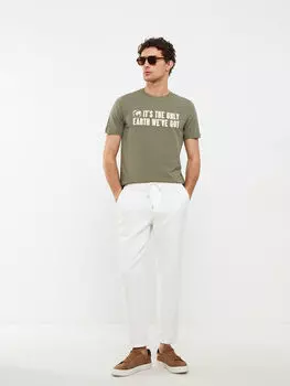 Мужская футболка из чесаного хлопка с круглым вырезом и коротким рукавом с принтом LCWAIKIKI Classic