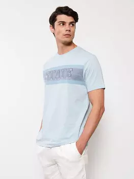 Мужская футболка из чесаного хлопка с круглым вырезом и коротким рукавом с принтом LCWAIKIKI Classic