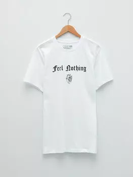 Мужская футболка из чесаного хлопка с круглым вырезом и коротким рукавом с принтом Xside