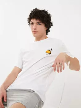 Мужская футболка из чесаного хлопка с круглым вырезом и коротким рукавом с принтом Xside