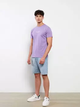 Мужская футболка из чесаного хлопка с круглым вырезом и коротким рукавом с принтом Xside