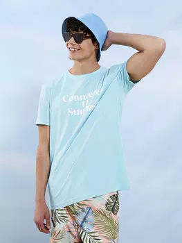 Мужская футболка из чесаного хлопка с круглым вырезом и коротким рукавом с принтом Xside