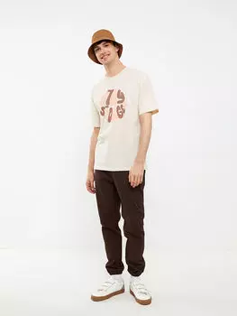 Мужская футболка из чесаного хлопка с круглым вырезом и коротким рукавом с принтом Xside