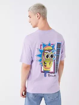 Мужская футболка из чесаного хлопка с круглым вырезом и коротким рукавом с принтом XSIDE, сирень