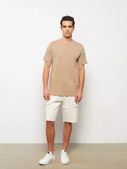 Мужская футболка из чесаного хлопка с круглым вырезом и короткими рукавами LC Waikiki Basic