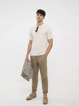 Мужская футболка из чесаного хлопка с круглым вырезом и короткими рукавами LCW Casual