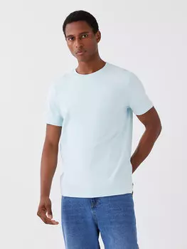 Мужская футболка из чесаного хлопка с круглым вырезом и короткими рукавами LCW Casual, бледно-голубой