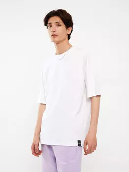 Мужская футболка из чесаного хлопка с круглым вырезом и короткими рукавами LCW Casual, буксе белый